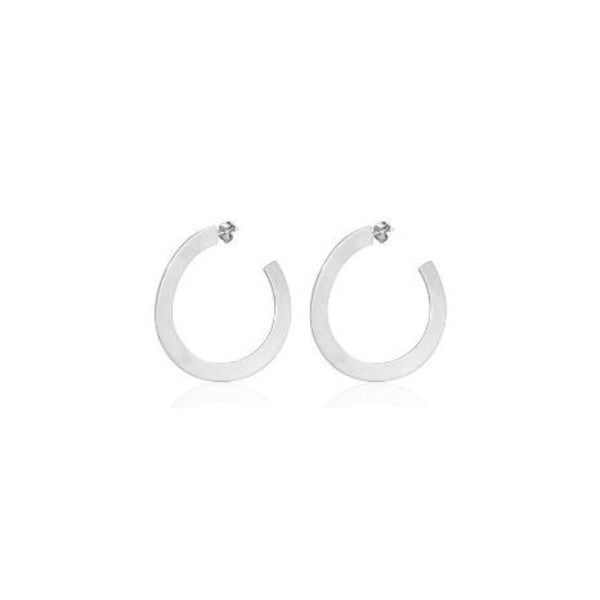 BOUCLES D'OREILLES CRÉOLES AGATHA LINES AVEC EFFET MARTELÉ EN ARGENT