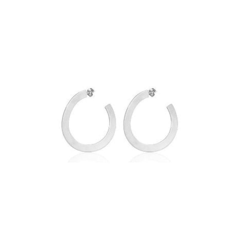 BOUCLES D'OREILLES CRÉOLES AGATHA LINES AVEC EFFET MARTELÉ EN ARGENT