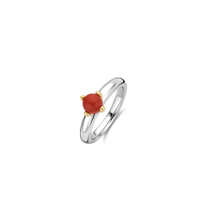 Bague argent et pierre rouge TI SENTO