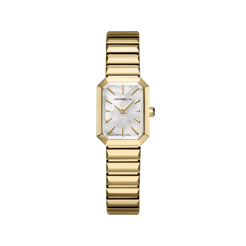 MONTRE FEMME OCTOGÔNE NACRE BLANCHE HERBELIN