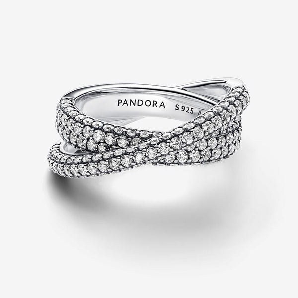 Bague Anneau Double Pavé Croisé Pandora