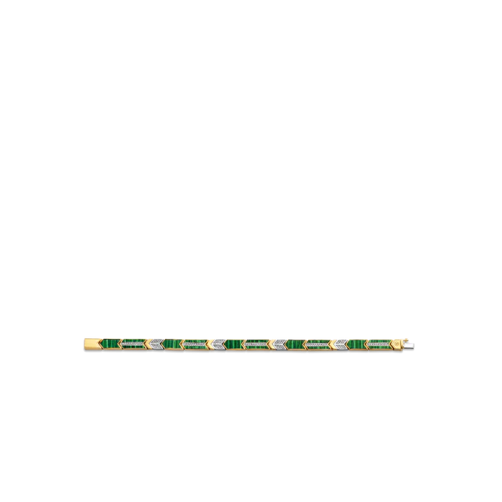 Bracelet plaqué or malachite et oxydes TI SENTO