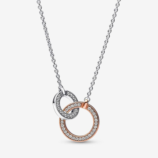 Collier Cercles Entrelacés Bimatière Pandora Signature