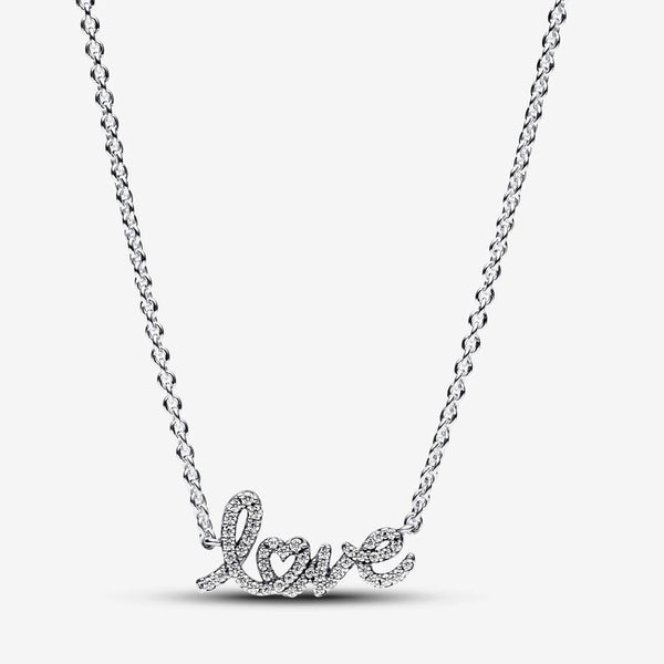 Collier Chaîne Love en Lettres Cursives Scintillant Pandora