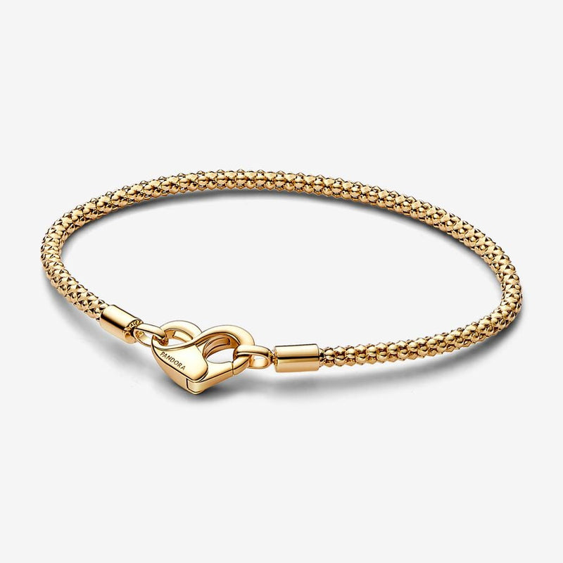 Bracelet Maille Cloutée Pandora Moments doré à l'or 585/1000e