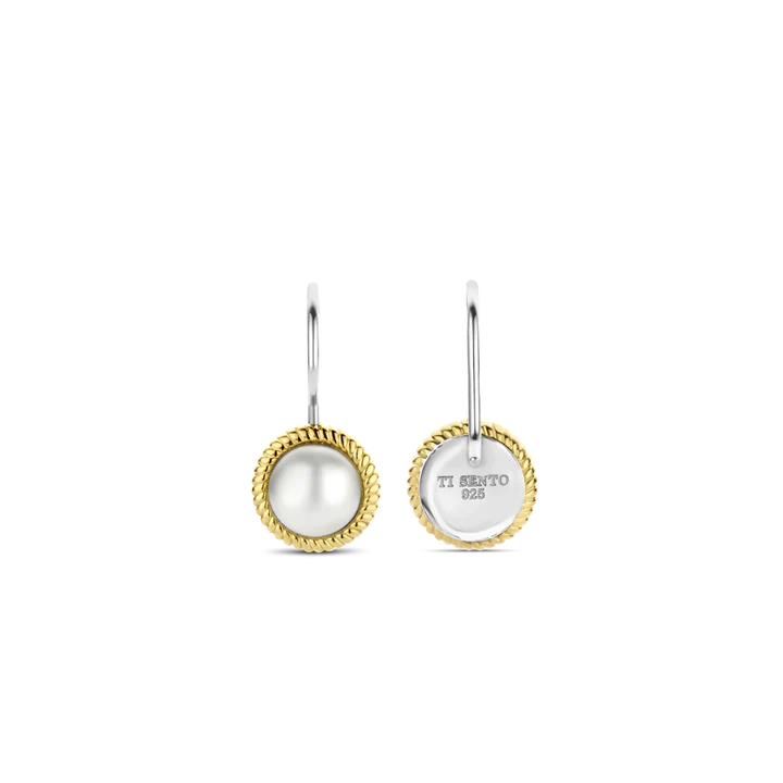 Boucles d'oreilles argent et plaqué or perle blanche TI SENTO