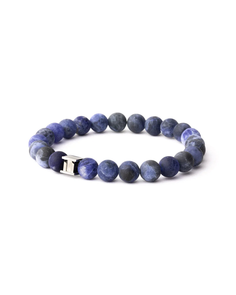 Bracelet avec pierre de sodalite mate de 8 mm Gemini