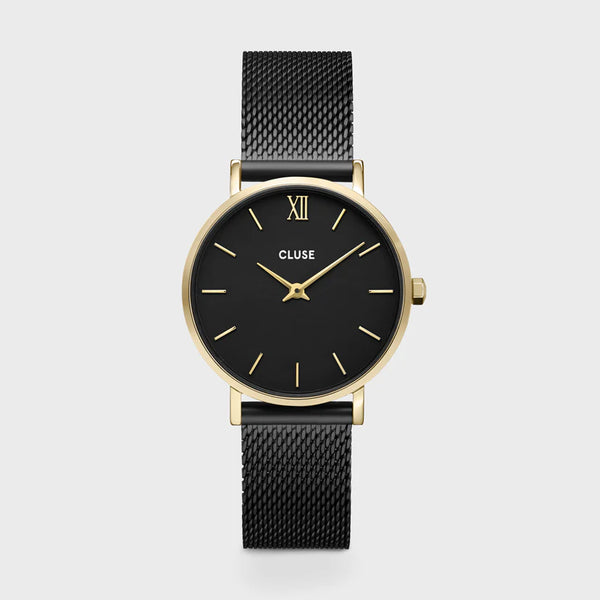 Montre femme Minuit Mesh Black Couleur Gold Cluse