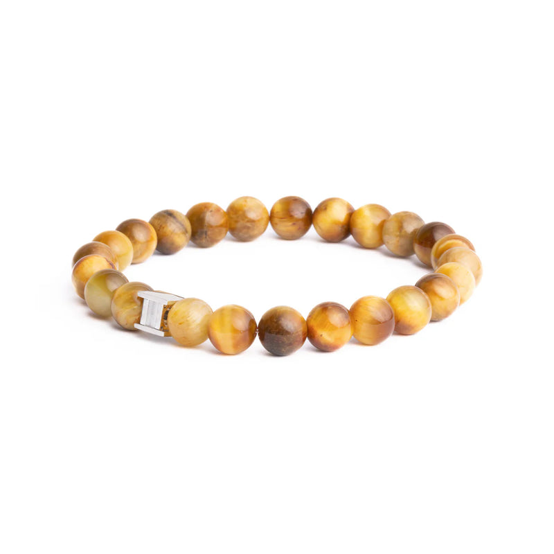 Bracelet 8mm avec pierre Oeil de Tigre Orange Gemini