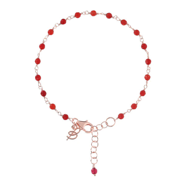 Bracelet Chapelet agate rouge BRONZALLURE