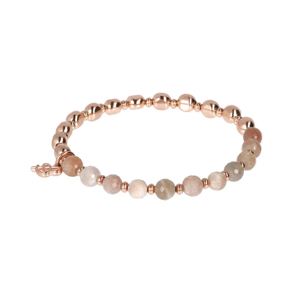 Bracelet Élastique avec pierre de lune orange BRONZALLURE