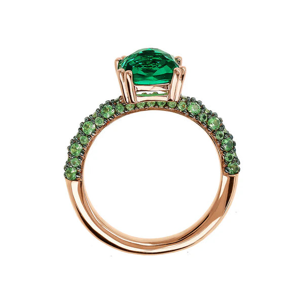 Bague Solitaire AVEC PIERRE Carrée et Pavé BRONZALLURE