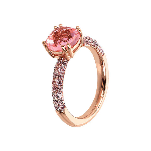 Bague Solitaire AVEC PIERRE Carrée et Pavé BRONZALLURE