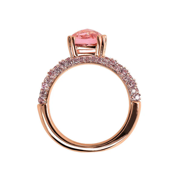 Bague Solitaire AVEC PIERRE Carrée et Pavé BRONZALLURE