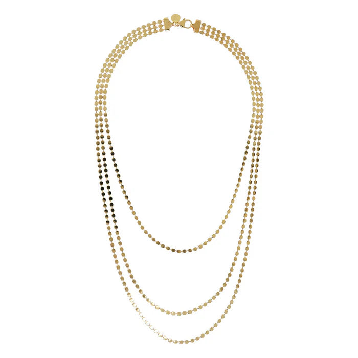 DESIGN - Collier multi-rangs en plaqué or 14 carats avec chaîne fine à cristaux DESIGN - Collier multi-rangs en plaqué or 14 carats avec chaîne fine à cristaux