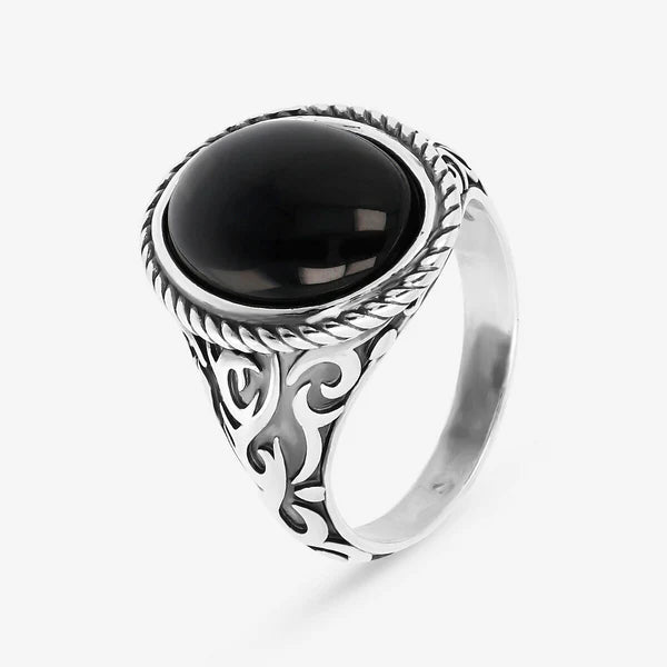 Bague Homme Tribal Chevalier avec Onyx noir ALBERT M
