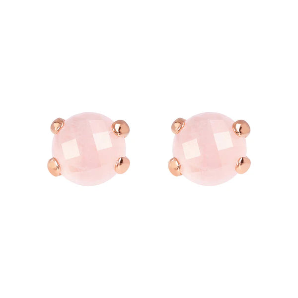 Boucles d'oreilles rondes quartz rose à facettes