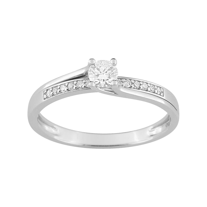 SOLITAIRE ACCOMPAGNE DIAMANT 0.22 CTS OR BLANC