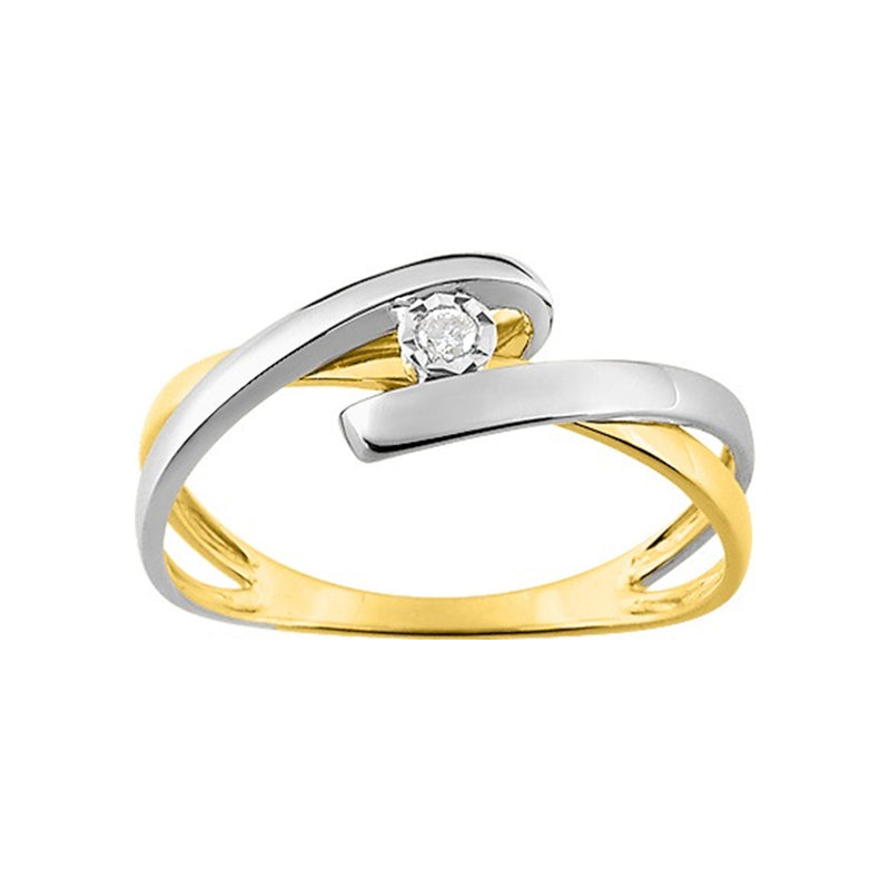 SOLITAIRE DIAMANT 0.03 CTS OR BICOLORE