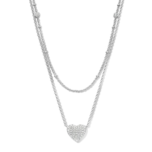 Collier pendentif coeur argent et oxydes