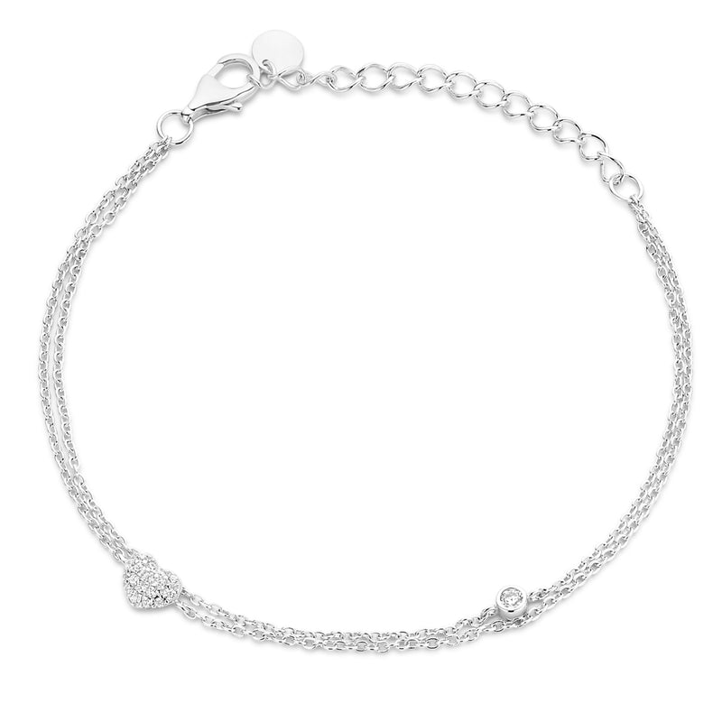 Bracelet argent motif coeur et oxyde