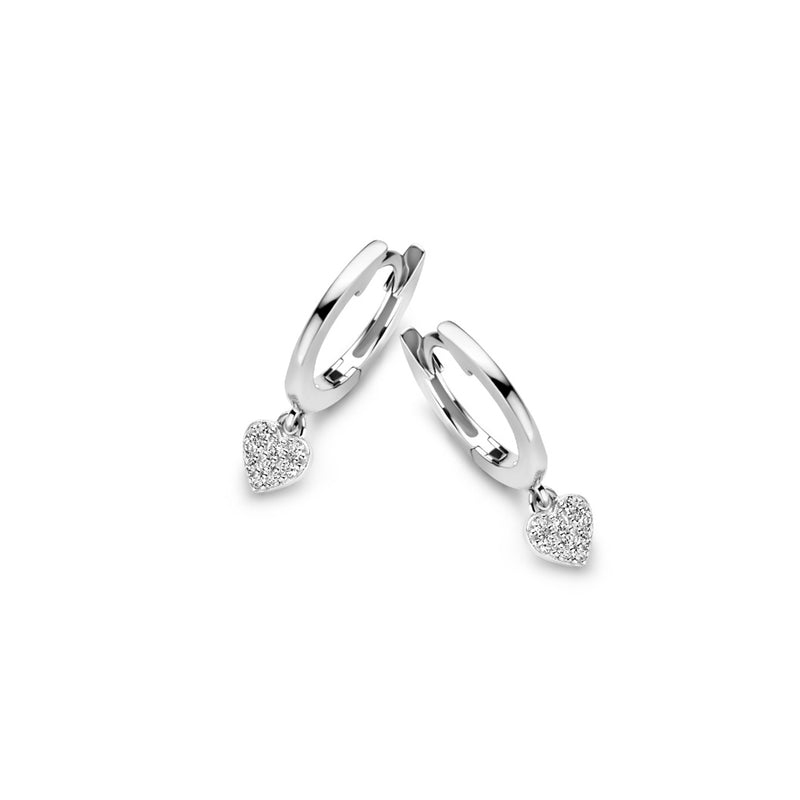 Boucles d'oreilles pendantes coeurs argent