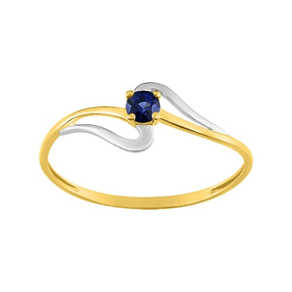 Bague saphir bleu or bicolore