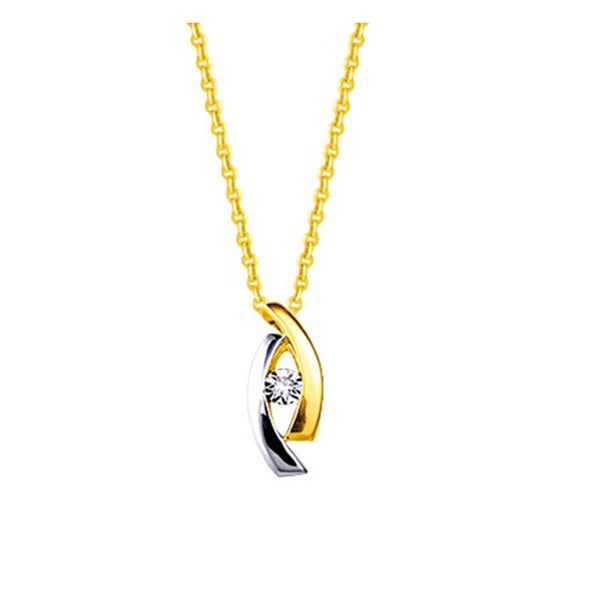 Collier diamant 0,006 carat or bicolore