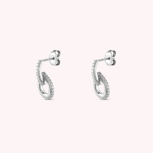 Boucles d'oreilles pendantes GEMINI - Cristal et Argenté AGATHA