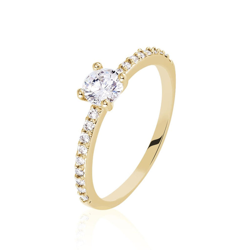 Solitaire diamant 0,10cts or bicolore blanc/jaune