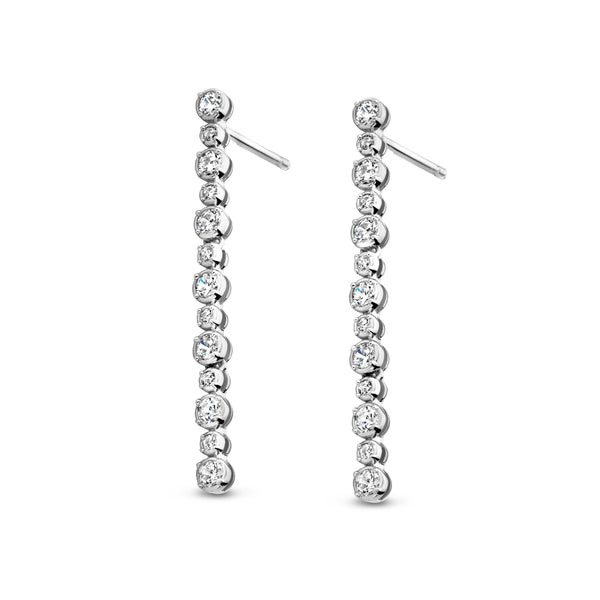 Boucles d'oreilles pendantes argent et oxydes