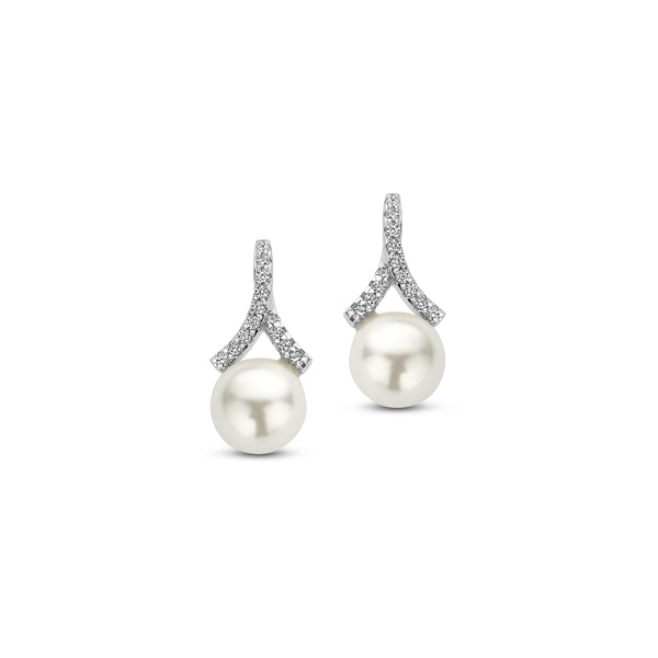 Boucles d'oreilles argent perle et oxydes