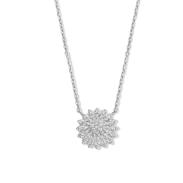 Collier fleur argent et oxydes