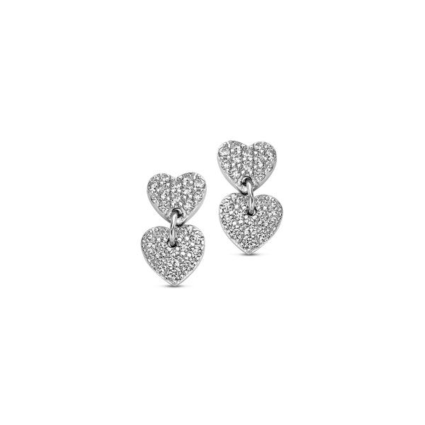 Boucles d'oreilles cœurs argent oxydes