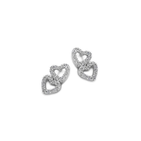 Boucles d'oreilles cœurs argent et oxydes