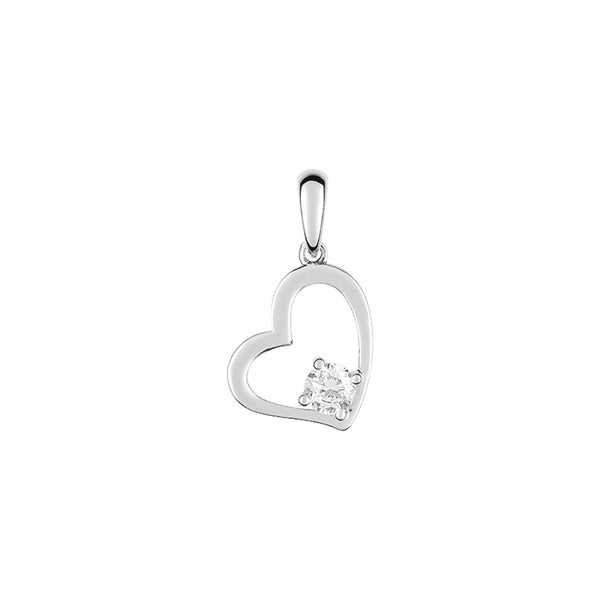 Pendentif coeur oxyde or blanc