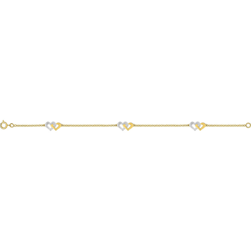 Bracelet coeur 18cm plaqué or bicolore