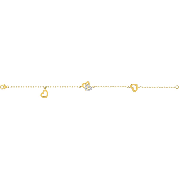 Bracelet coeur oxydes 18cm plaqué or jaune