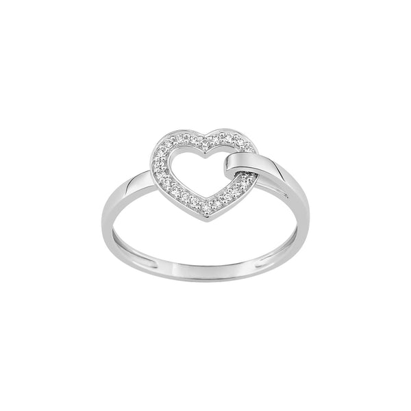 Bague coeur oxydes or blanc