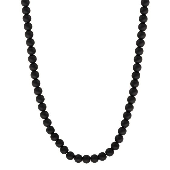 Collier acier perles noir 65cm