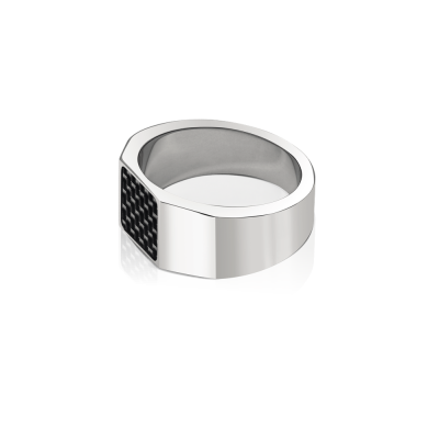 Bague Mercury acier poli et carbone ROCHET