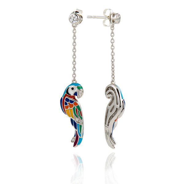 Boucles d'oreilles perroquet argent lovebird UNA STORIA