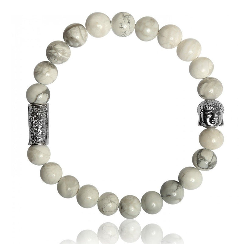 Bracelet Howlite Blanche et Bouddha LAUREN STEVEN