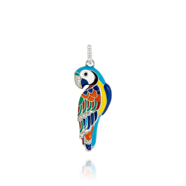 Pendentif perroquet argent lovebird UNA STORIA